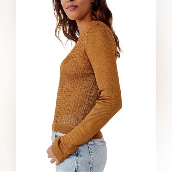 Free People H2O  crew NWT small color Tiger’s Eye $98 - Picture 2 of 7